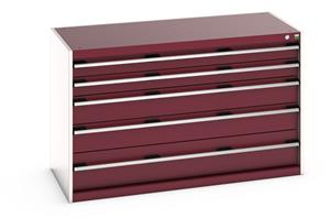 40022107.** cubio drawer cabinet with 5 drawers. WxDxH: 1300x650x800mm. RAL 7035/5010 or selected